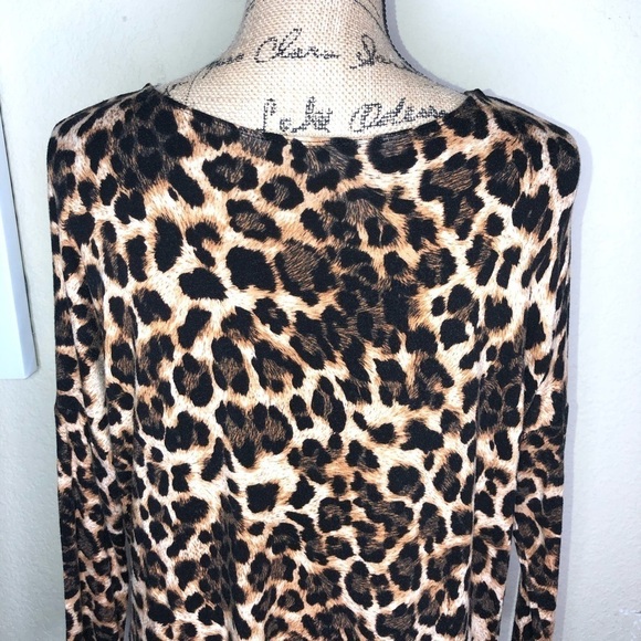 Fascination Leopard Print Black & Brown Tunic Top Size Medium - Picture 5 of 6